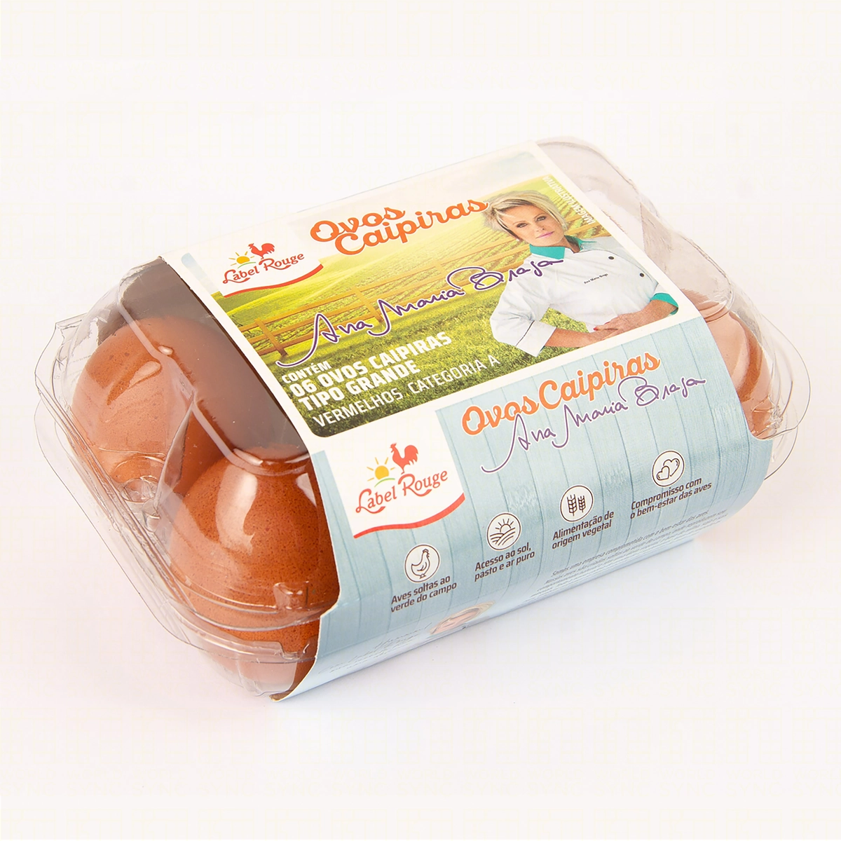 Ovos Caipira Grande Ana Maria Braga Label Rouge Bandeja 6 Unidades