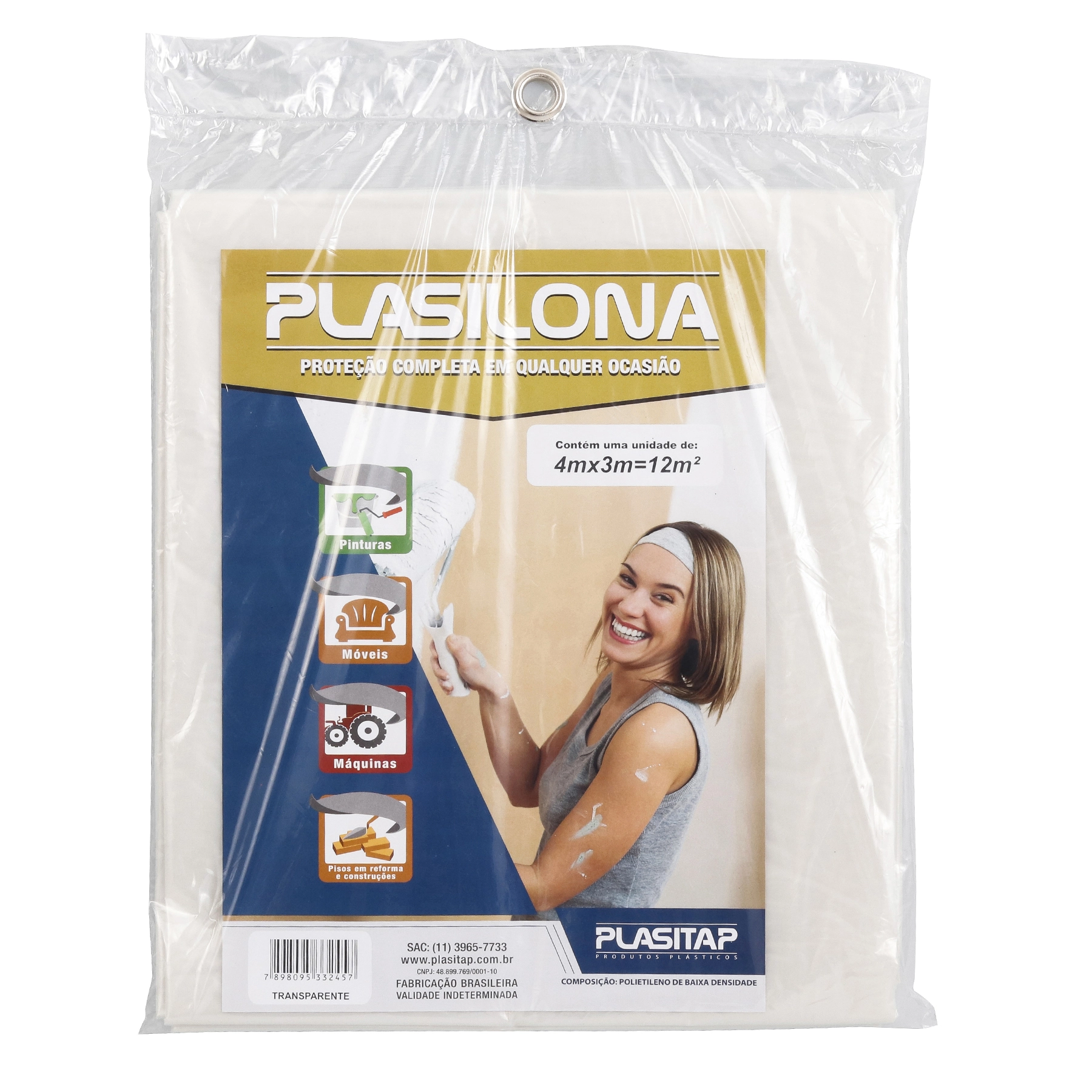 Lona Plástica 4x3m Incolor Plasitap