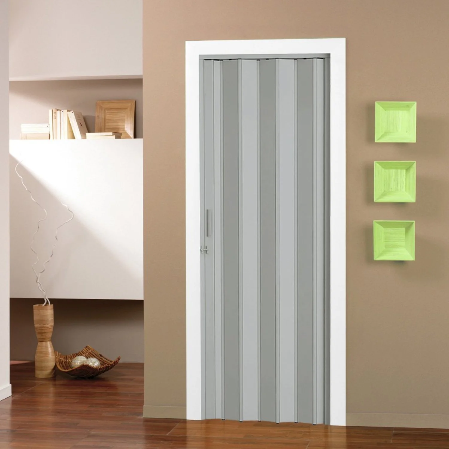 Porta Sanfonada De Pvc 210x72cm Pronta Bcf Cinza