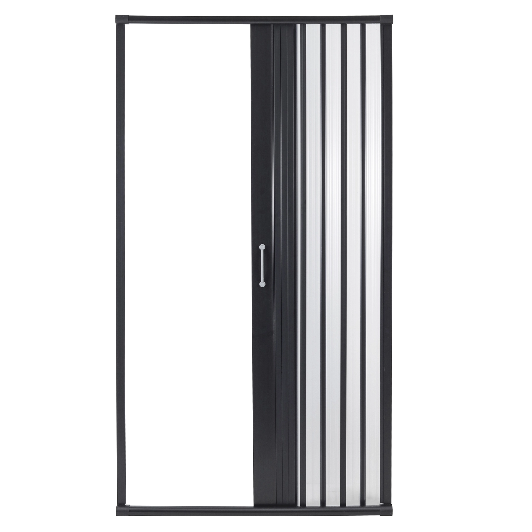Box para Banheiro 160x185cm Plástico Frontal Sanfonado 1 Folha Preto BCF