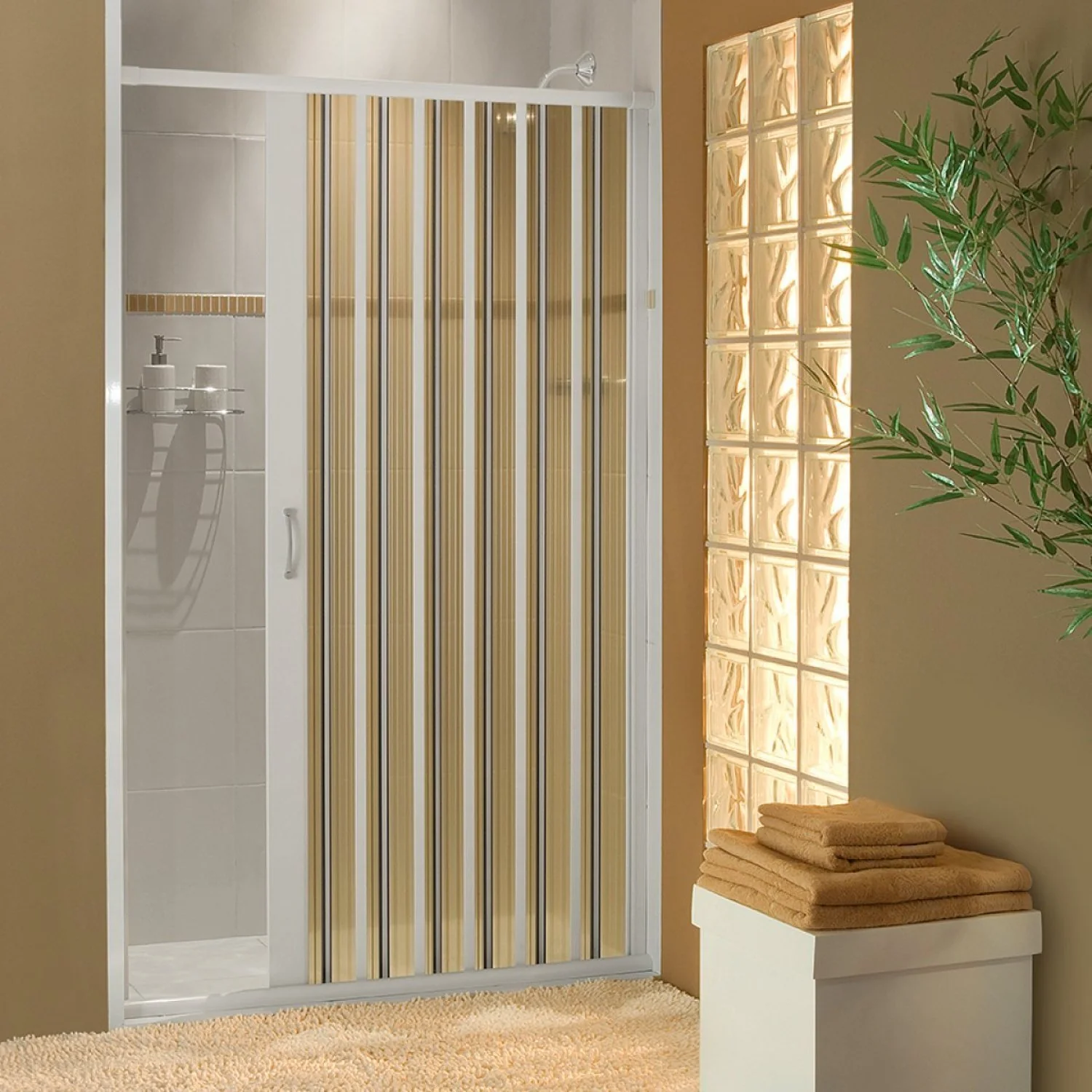 Box Para Banheiro De Pvc 185x55cm Sanfonado Frontal Bcf Branco