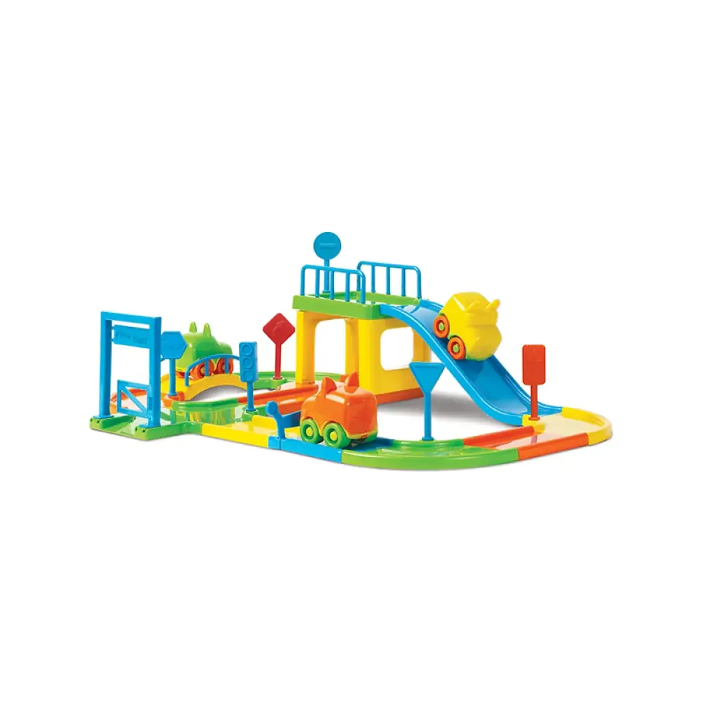 Brinquedo Pista Baby Animal c/ 2 Carros Acompanha 2 Carros com Rodas Livres Montagem Fácil com Encaixe - 144707