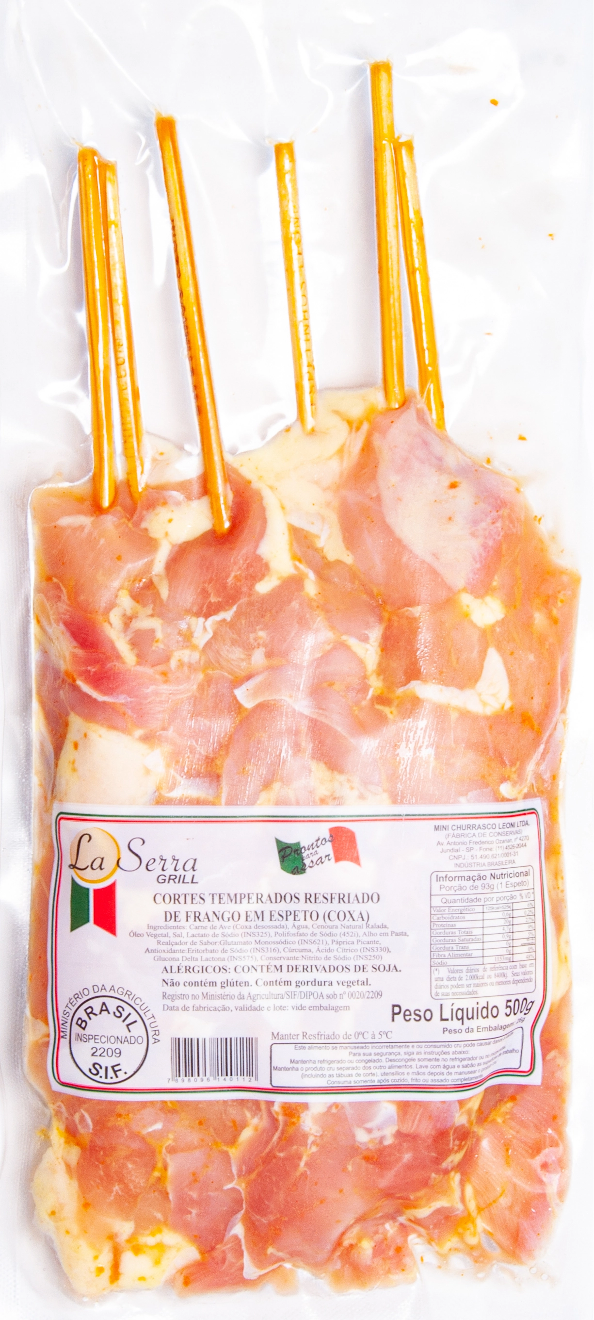 Espetinho De Coxa De Frango Temperado Resfriado LA SERRA 500g