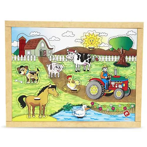 Jogo Quebra Cabeça Com Pinos Fazenda Em Mdf 1653 Carlu