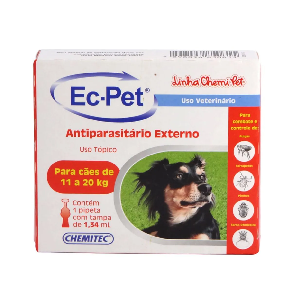 Ec-Pet Chemitec c/ 1 Pipeta de 1,34ml p/ Cães de 11 a 20kg