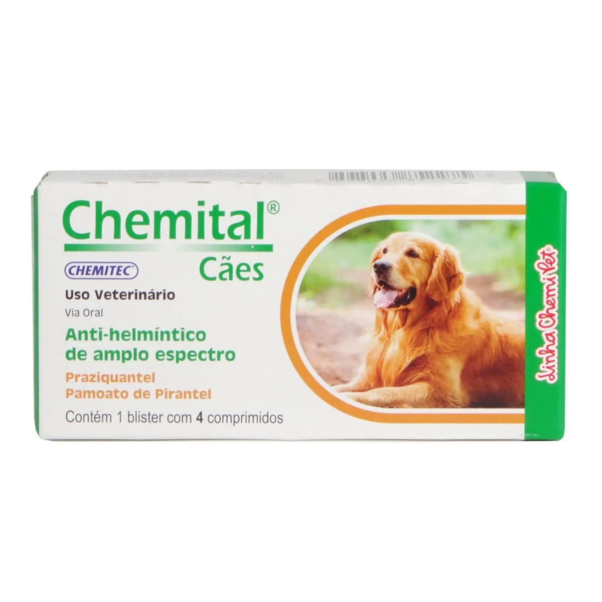 Vermífugo Chemital para Cães adultos 4 Comprimidos