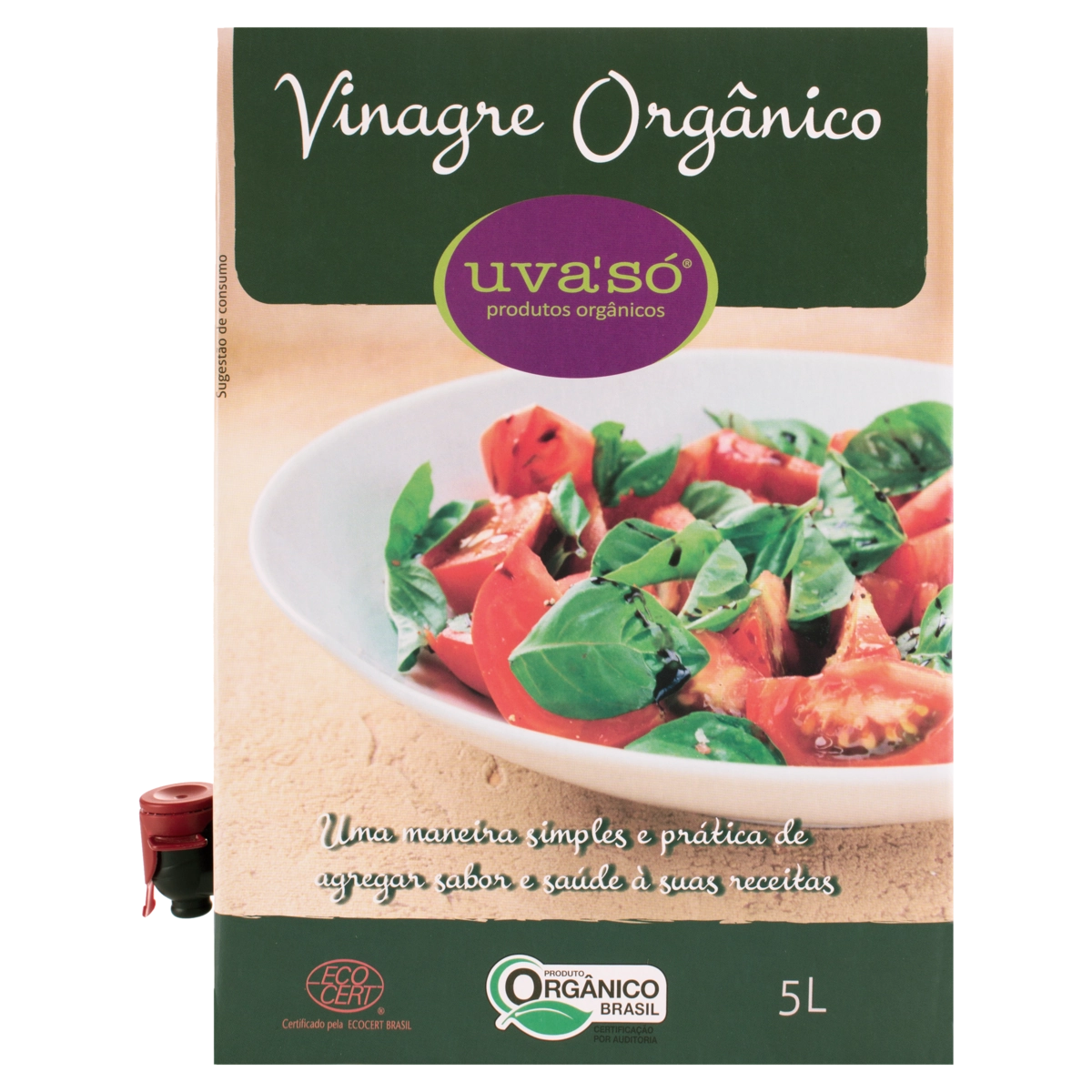 Vinagre De Vinho Tinto Orgânico Uvasó Bag In Box 5l
