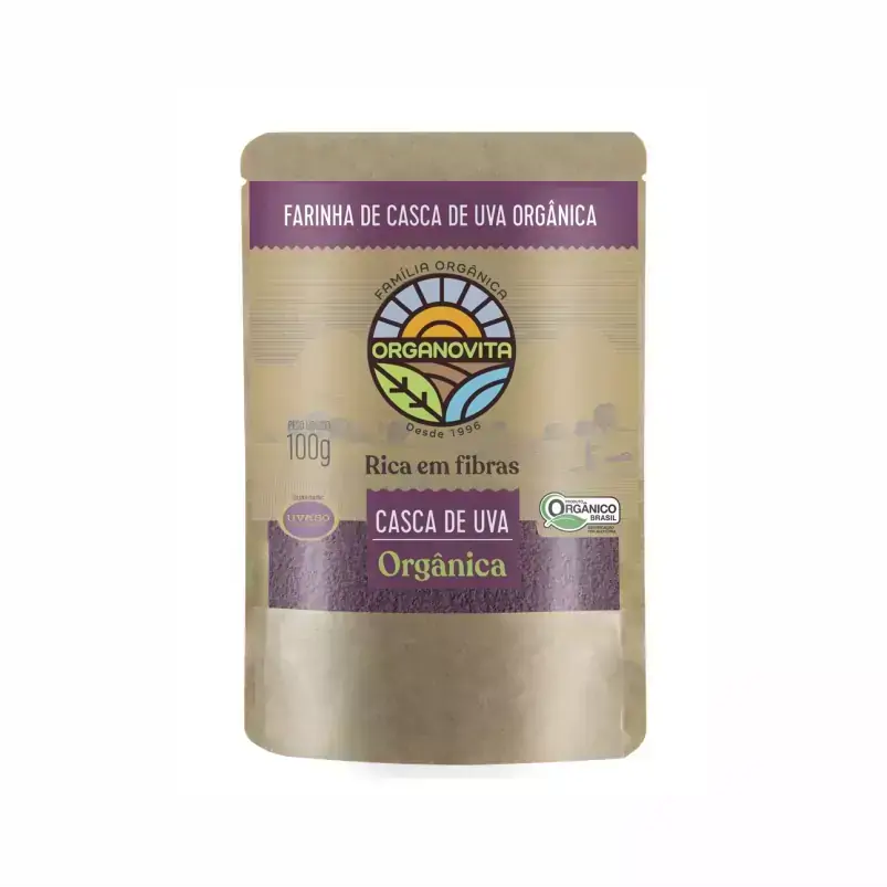 Farinha da Casca de Uva Orgânica Organovita 100g