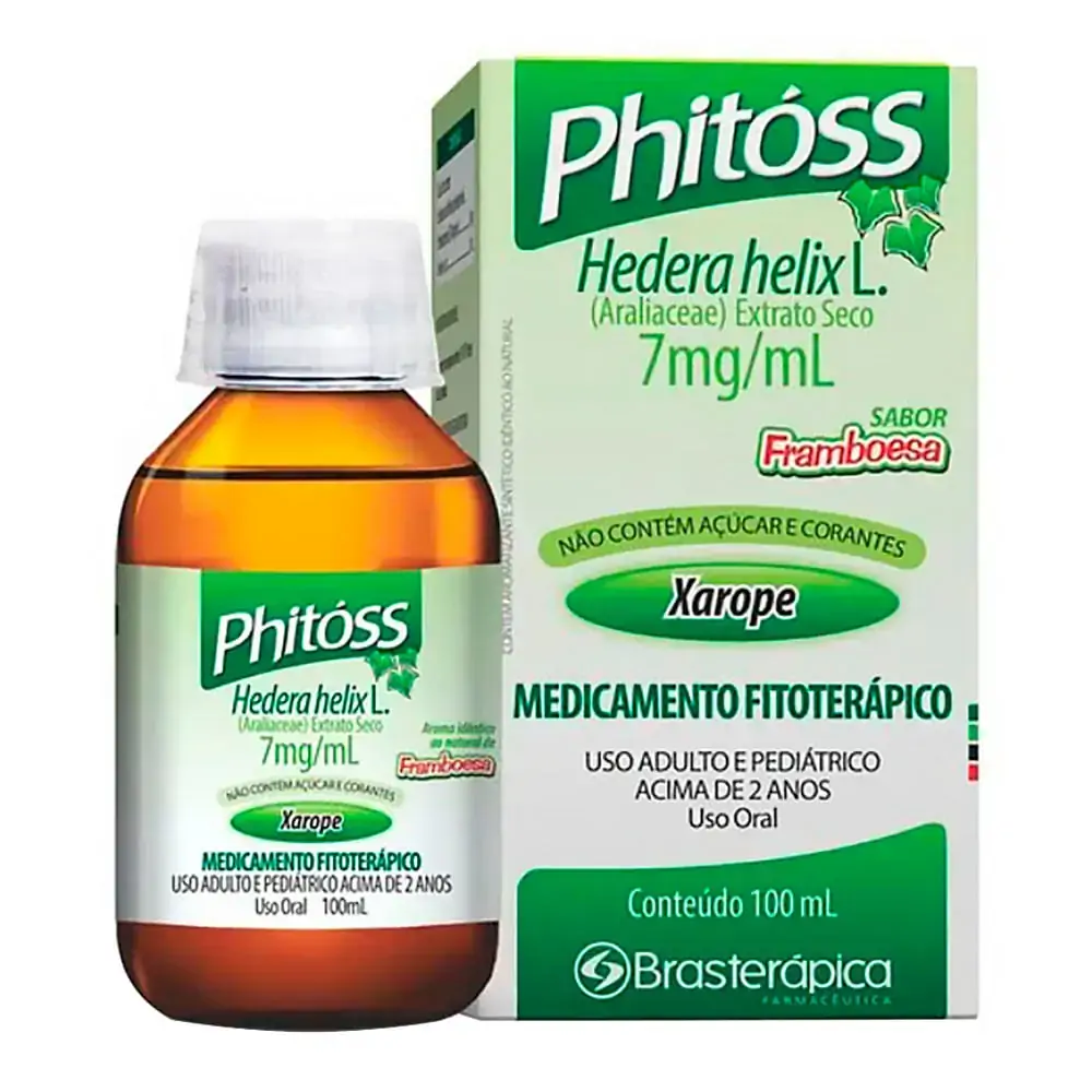 Phitóss Hedera Helix 7 mg/ml Sabor Framboesa Xarope com 100 ml