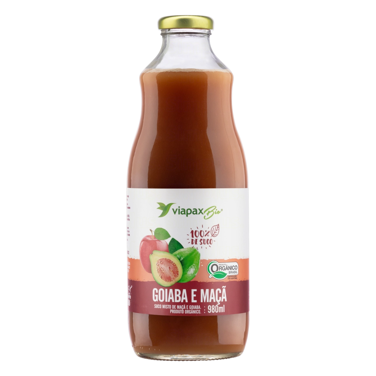 Suco Orgânico Goiaba E Maçã Viapax Bio Garrafa 980ml