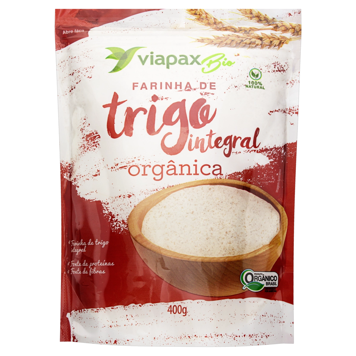 Farinha De Trigo Integral Orgânica Viapax Bio Sachê 400g