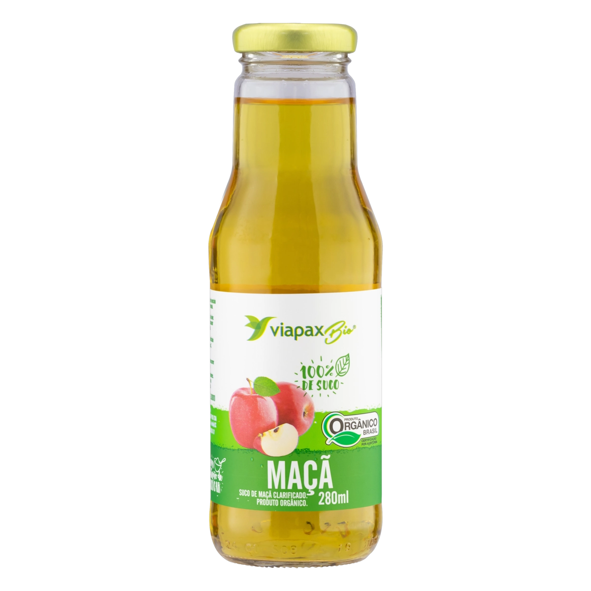 Suco Orgânico Maçã Viapax Bio Garrafa 280ml