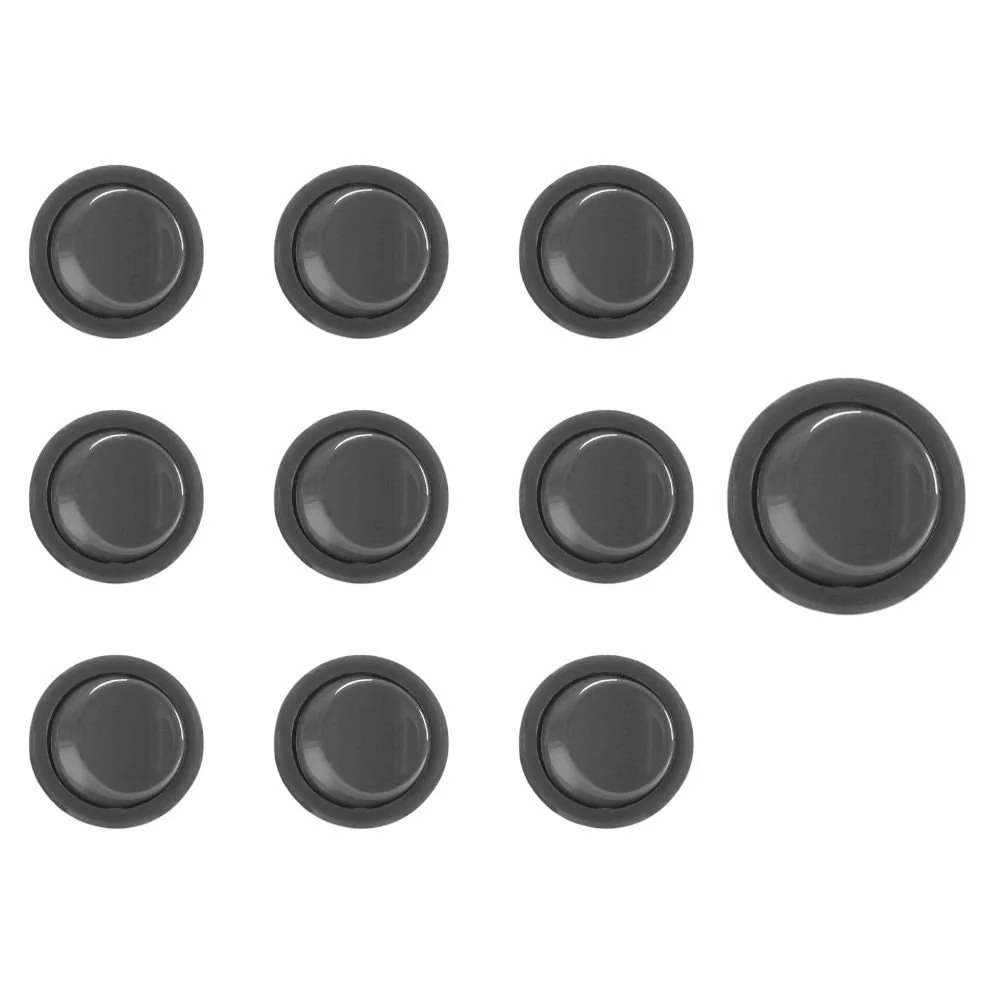 Kit 10 Interruptores Bolinha De Tecla Para Móveis Margirius Moldura M9 Com Cabo Série 16.000 Cinza