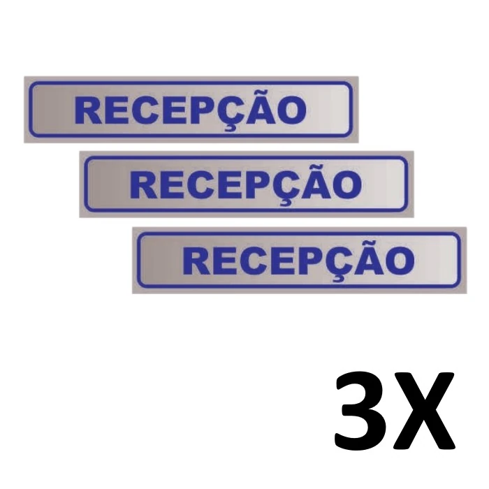 Kit 3 Placa De Aviso Sinalização Portas Recepção 25cmx5cm