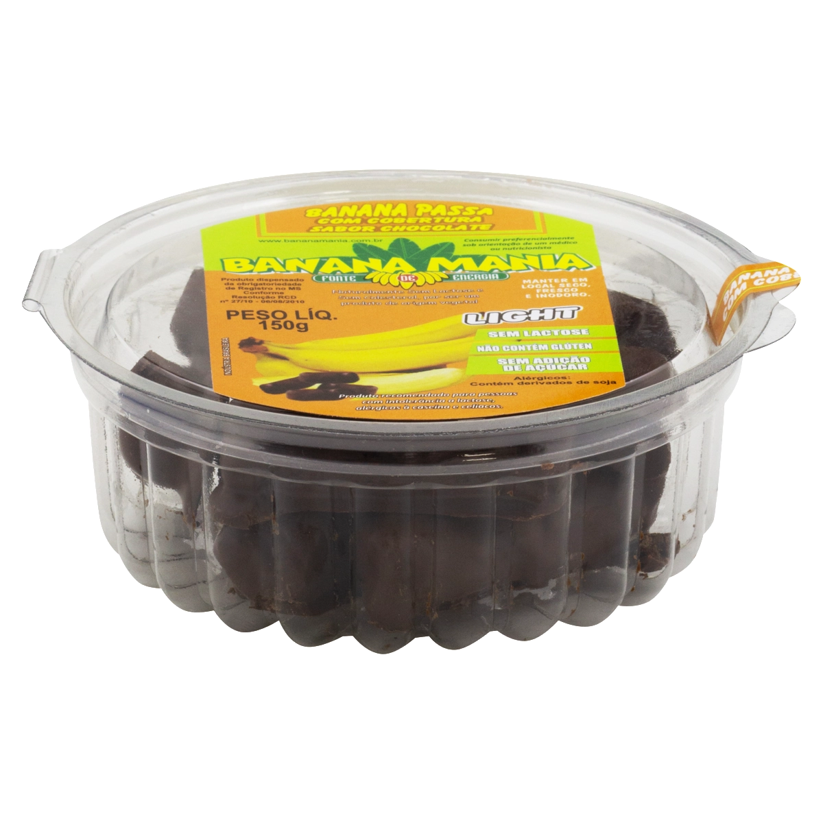 Banana Passa com Cobertura de Chocolate Sem Lactose BANANA MANIA 150g