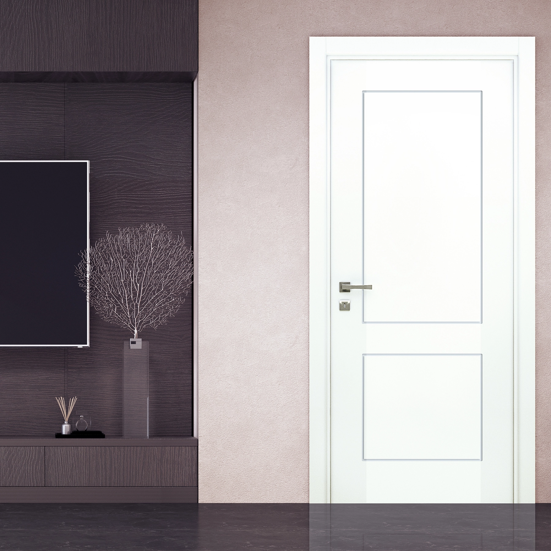 Folha de Porta Madeira de Giro ou Correr Direito|Esquerdo Branco 210x80cm Sarrafeada Laca PU Genebra Ipumirim