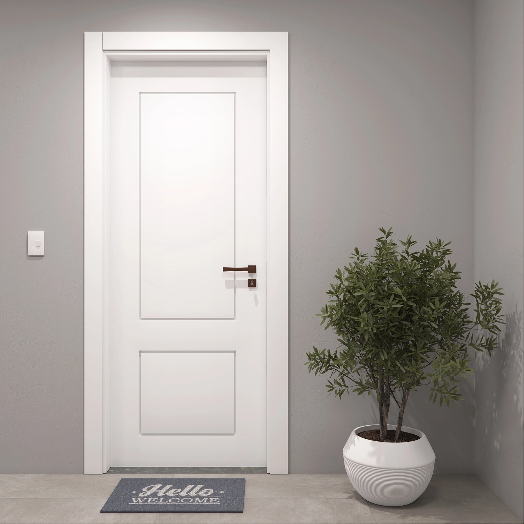 Kit Porta Madeira de Giro Direito|Esquerdo Branco 210x60cm Sarrafeada Batente 13 a 17cm Laca PU Genebra Ipumirim