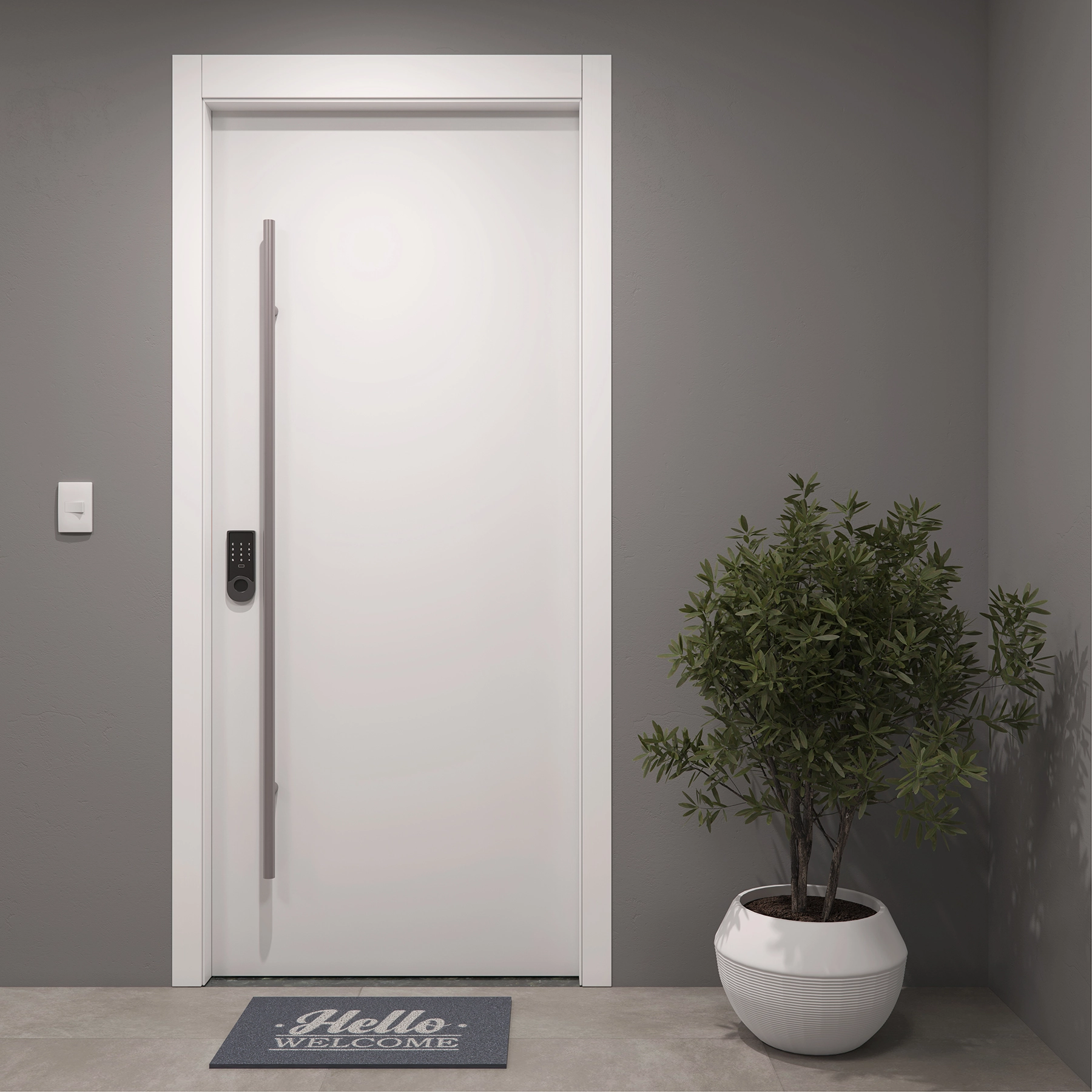 Kit Porta Madeira Pivotante Direito|Esquerdo Branco 230x100cm Sarrafeada Batente 15 a 23cm Laca PU Lisa Ipumirim