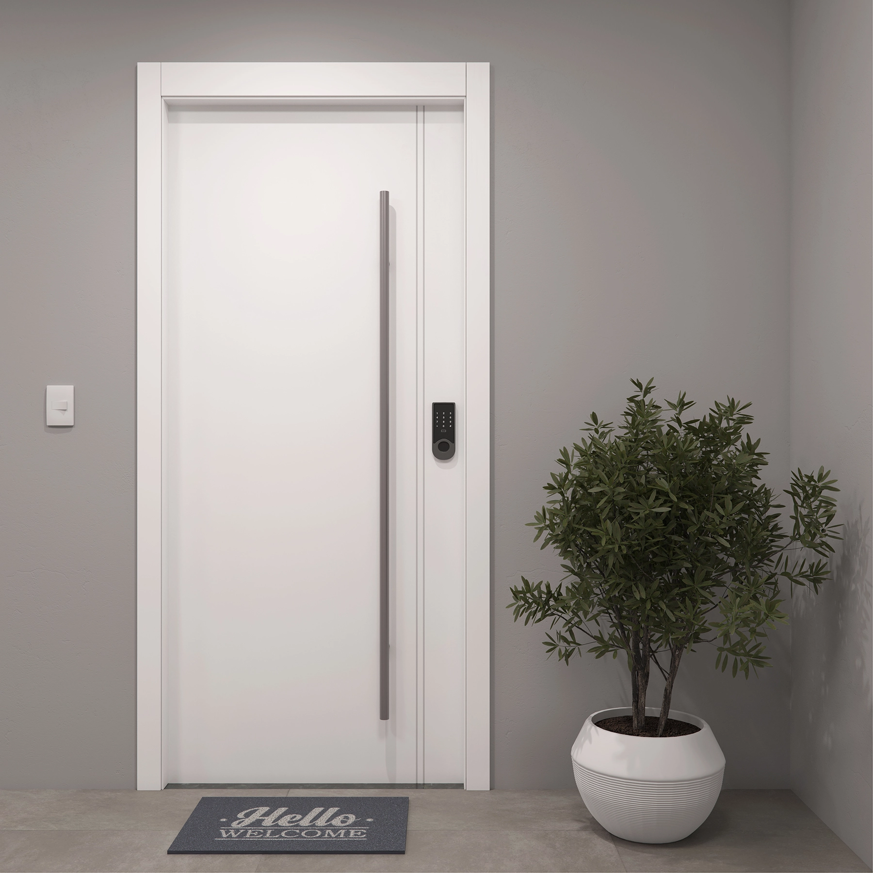 Kit Porta Madeira Pivotante Direito|Esquerdo Branco 230x100cm Sarrafeada Batente 15 a 23cm Laca PU Zurique Ipumirim