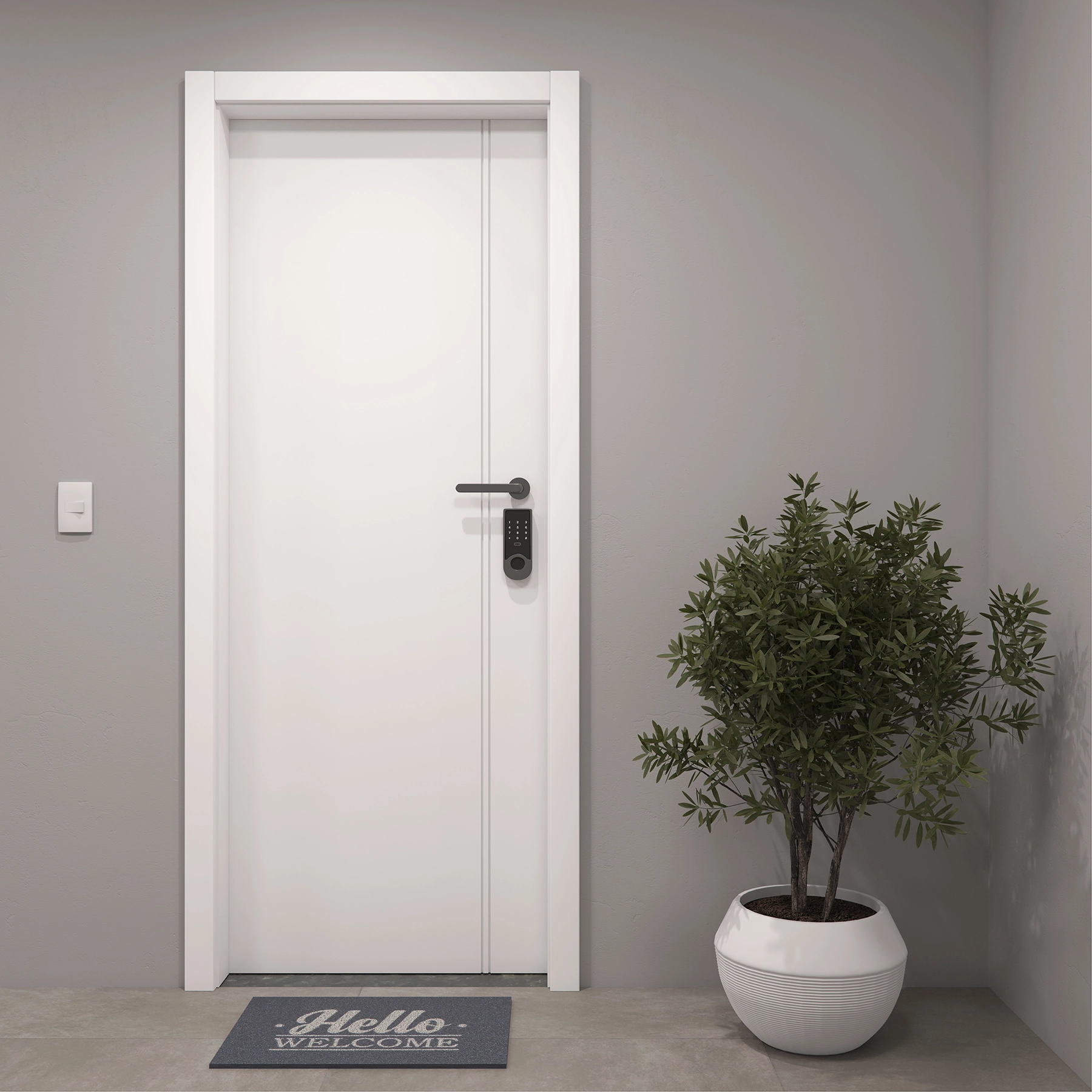 Kit Porta Madeira de Giro Direito|Esquerdo Branco 210x60cm Sarrafeada Batente 17 a 21cm Laca PU Zurique Ipumirim