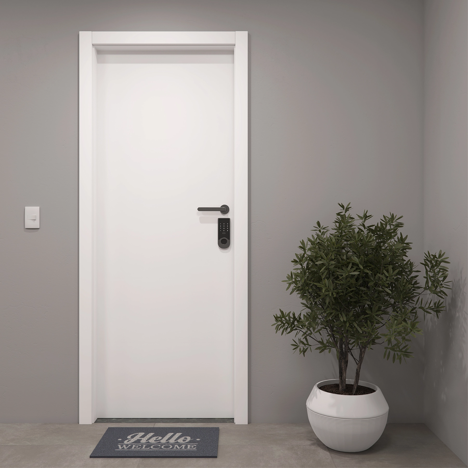 Kit Porta Madeira de Giro Direito|Esquerdo Branco 210x80cm Sarrafeada Batente 13 a 17cm Laca PU Lisa Ipumirim
