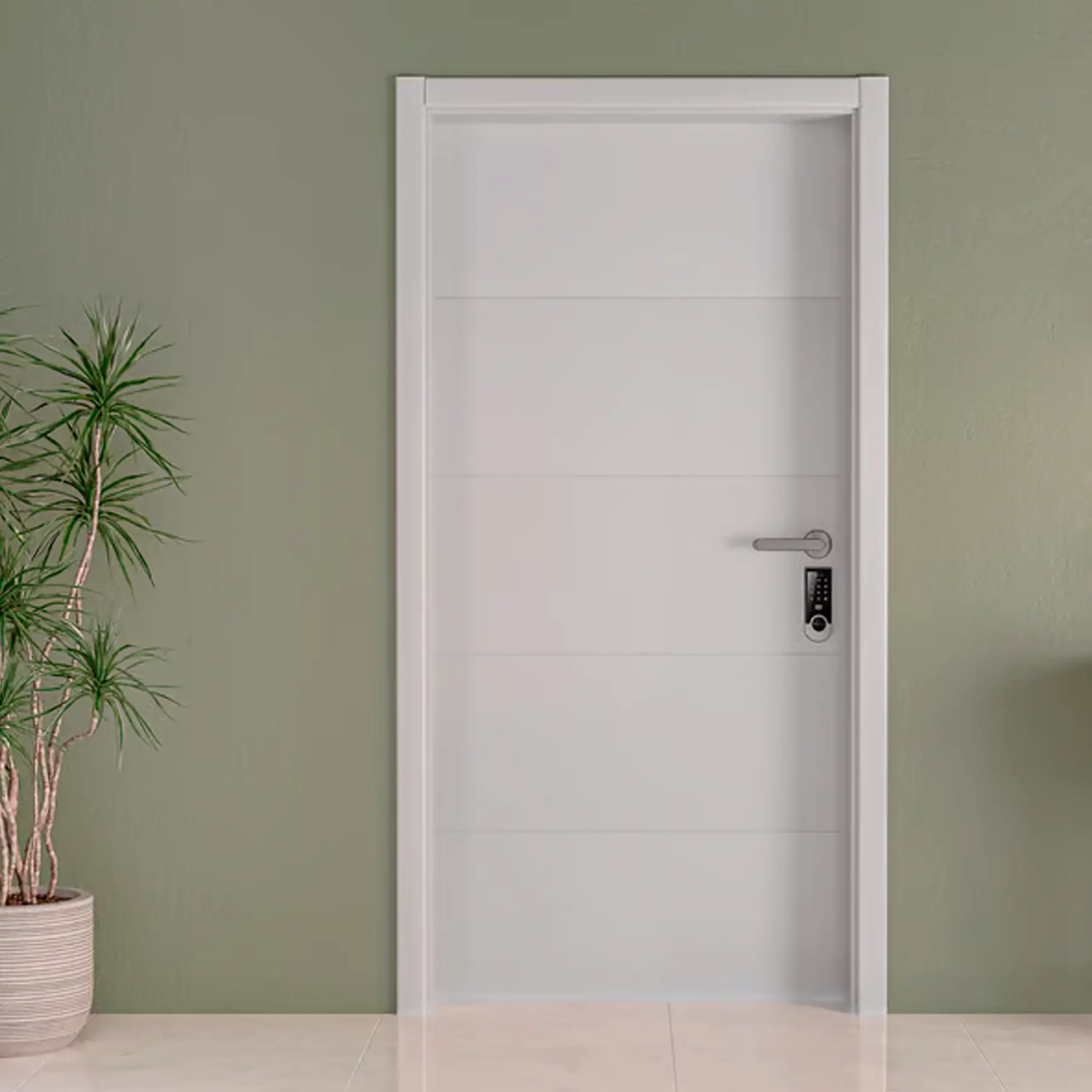 Kit Porta Madeira de Giro Direito|Esquerdo Branco 210x80cm Sarrafeada Batente 7,5 a 12cm Laca PU Lucerna Plus
