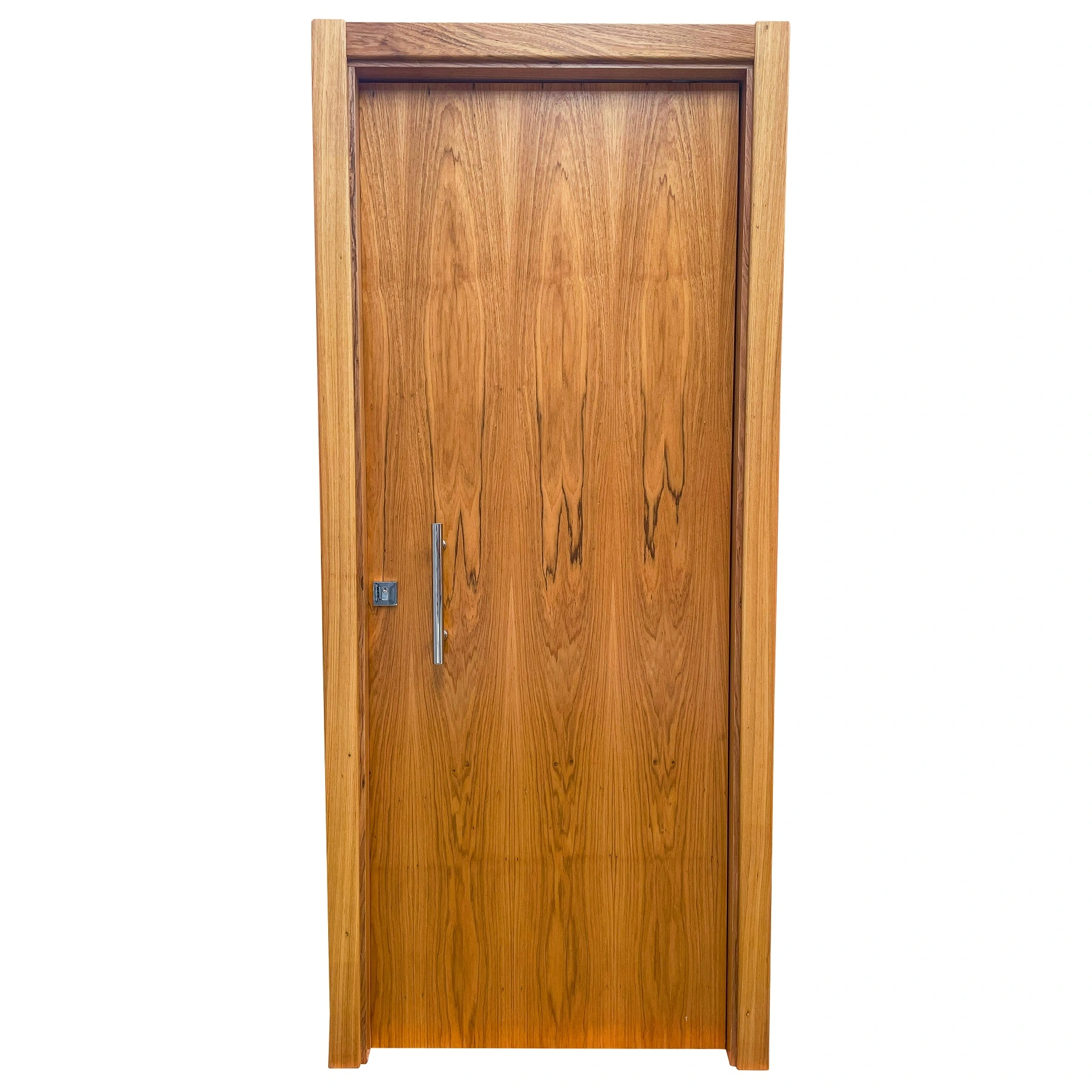 Kit Porta Madeira Pivotante Direito|Esquerdo Louro Freijó 240x120cm Sarrafeada Batente 15 a 24cm Lisa Ipumirim