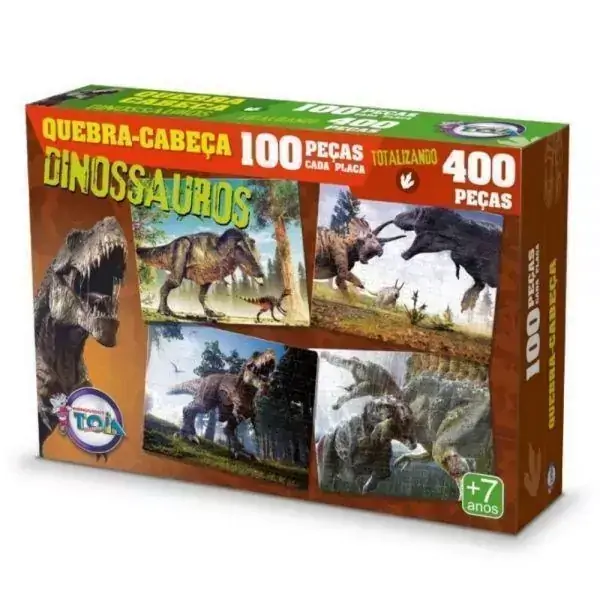 Quebra-Cabeça Dinossauros 4 de 100 Peças Cada Toia Puzzle