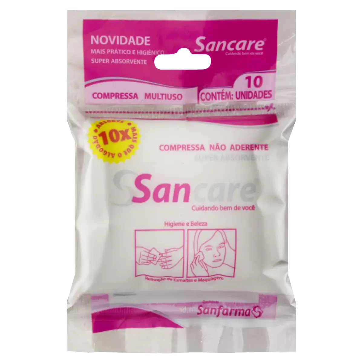 Compressa Multiuso Sancare 7,0cm X 7,0cm Pacote 10 Unidades