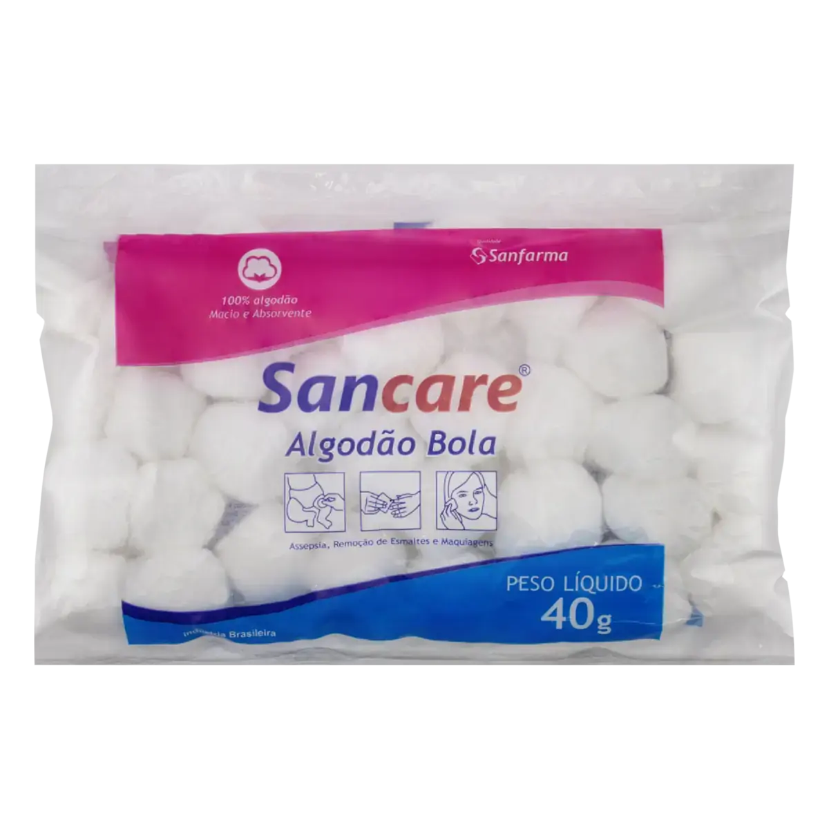 Algodão Em Bolas Sancare Pacote 40g