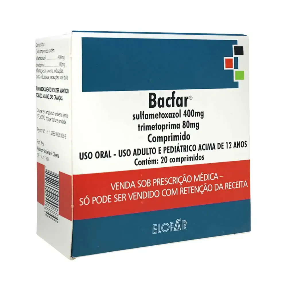 Bacfar 400 Mg 80 Mg 20 Comprimidos Laboratório Farmacêutico Elofar Similar