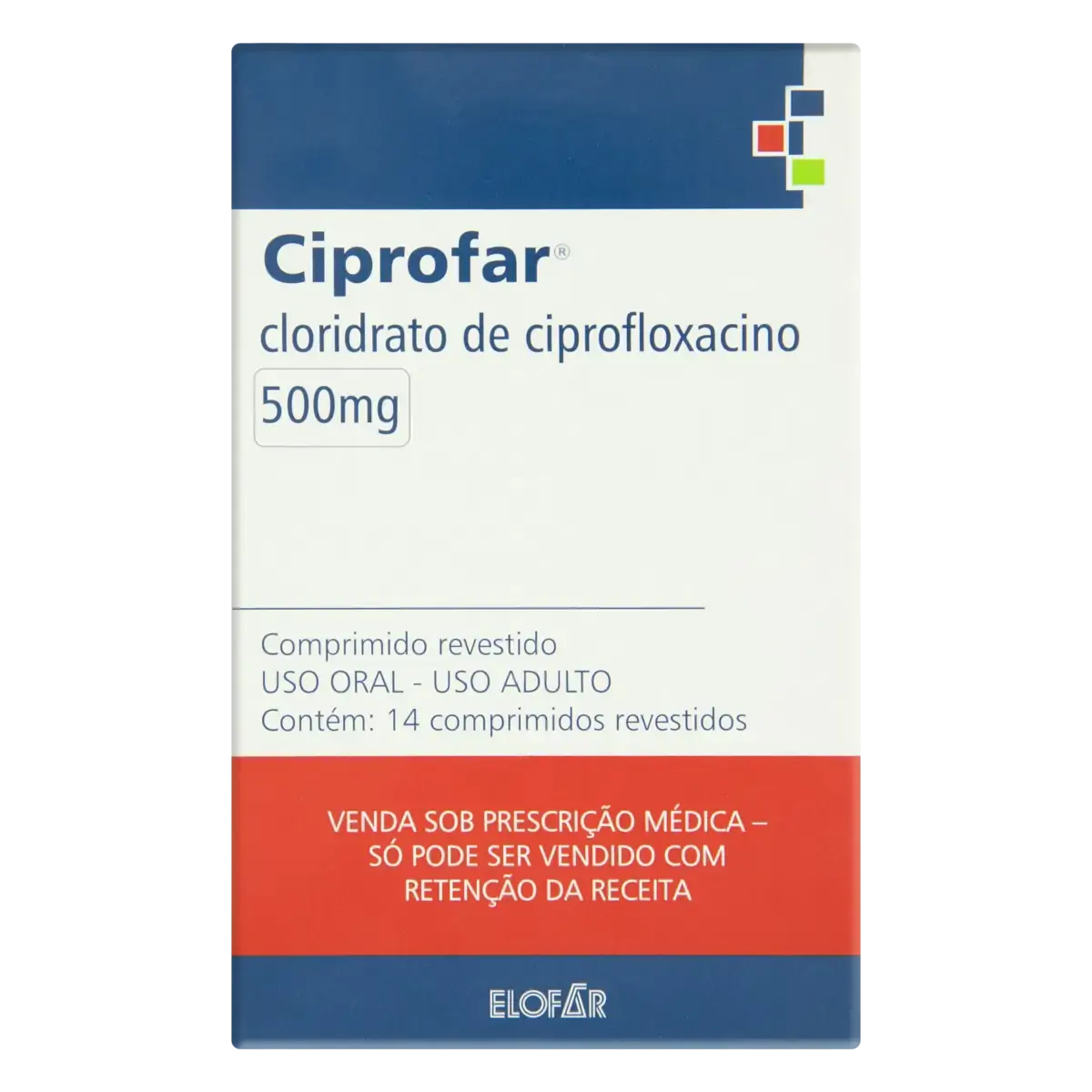 Ciprofar 500mg Elofar Caixa 14 Comprimidos Revestidos