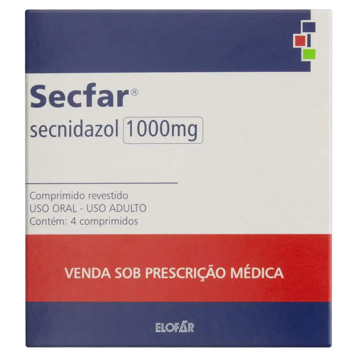 Secfar 1000mg Elofar Caixa 4 Comprimidos Revestidos