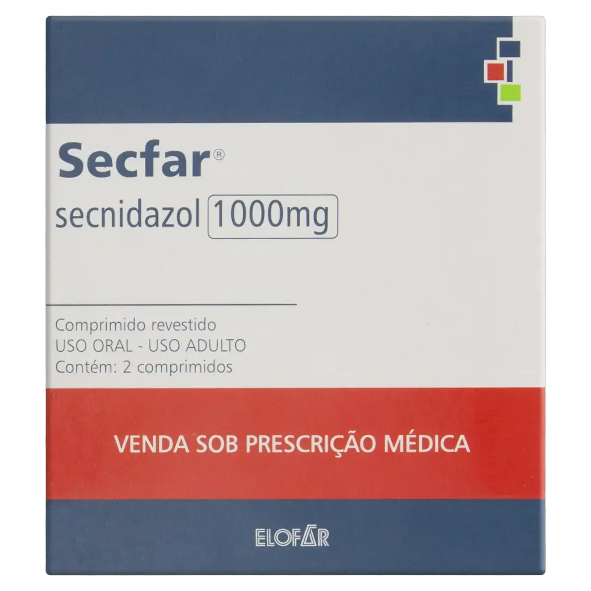 Secfar 1000mg Elofar Caixa 2 Comprimidos Revestidos