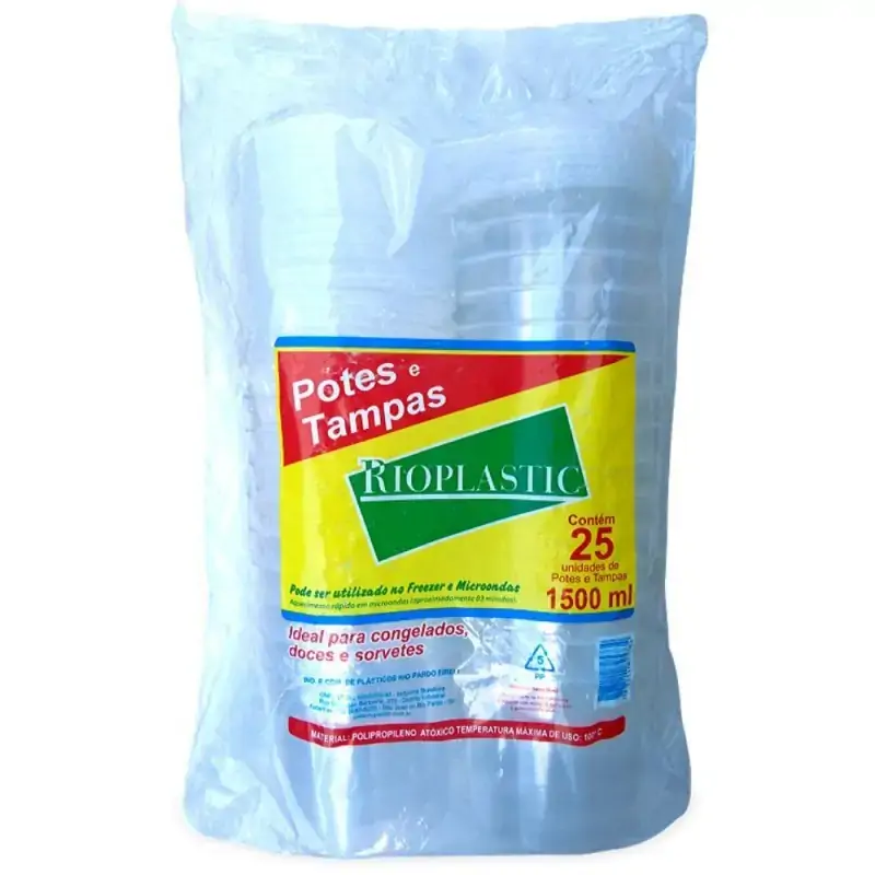 Kit Pote 1500ml C/tampa Rioplastic