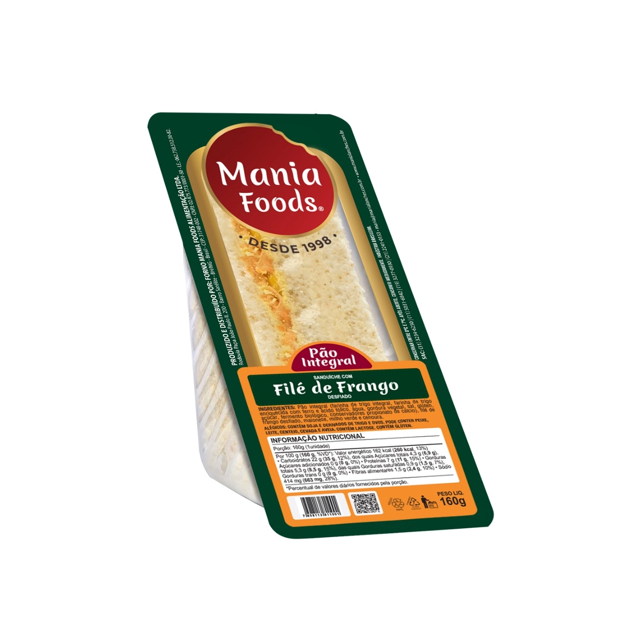 Sanduíche Sabor Filé De Frango Mania Lanches 160g