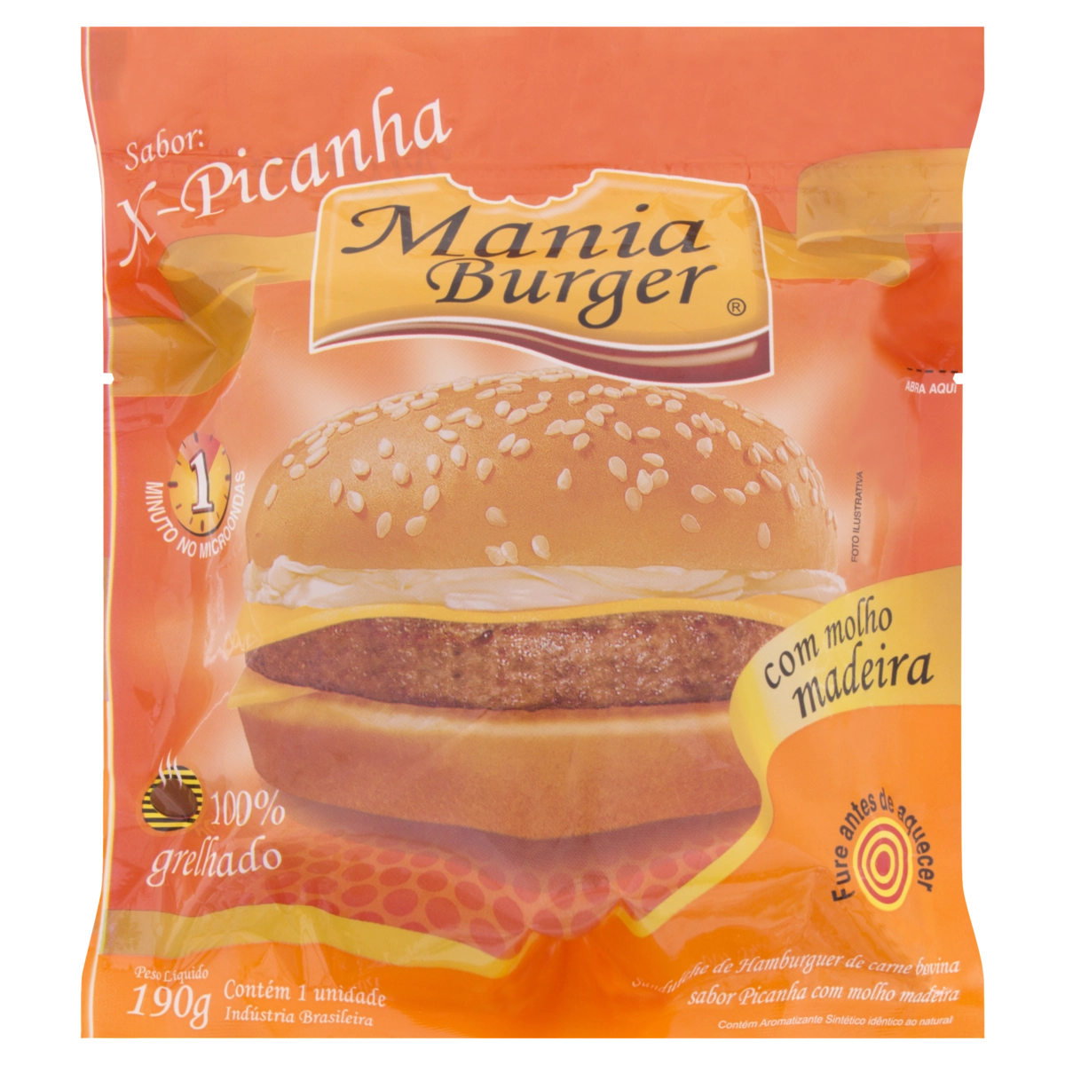 Sanduíche De Hambúrguer Sabor Picanha Com Molho Madeira Mania Burger 190g