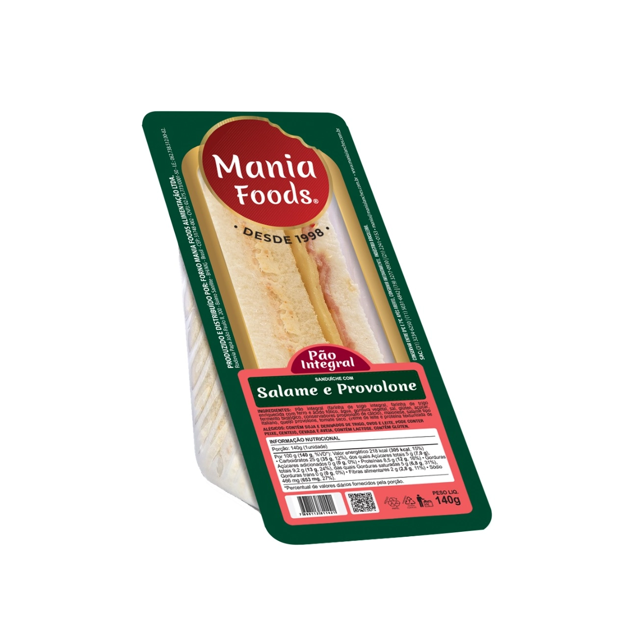Lanche Salame C/provolone 145gr Mania Light Alimentos