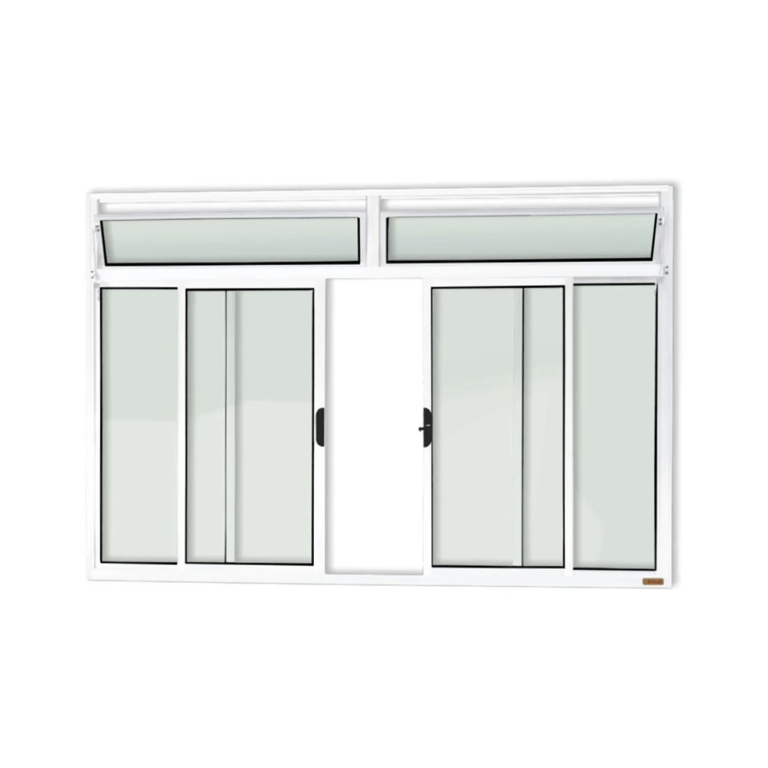 Janela Plus 4 Folhas Com Bandeira Vidro Liso 100cm X 150cm Brimak Branco