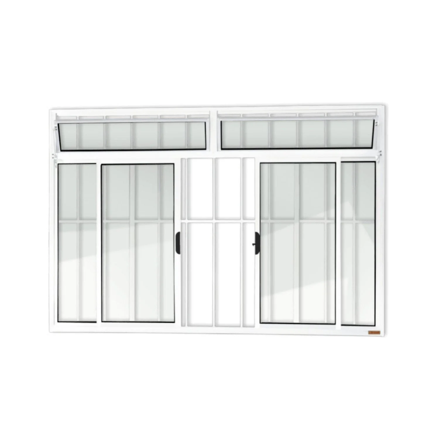 Janela Plus 4 Folhas Com Bandeira E Grade Vidro Liso 100cm X 150cm Brimak Branco