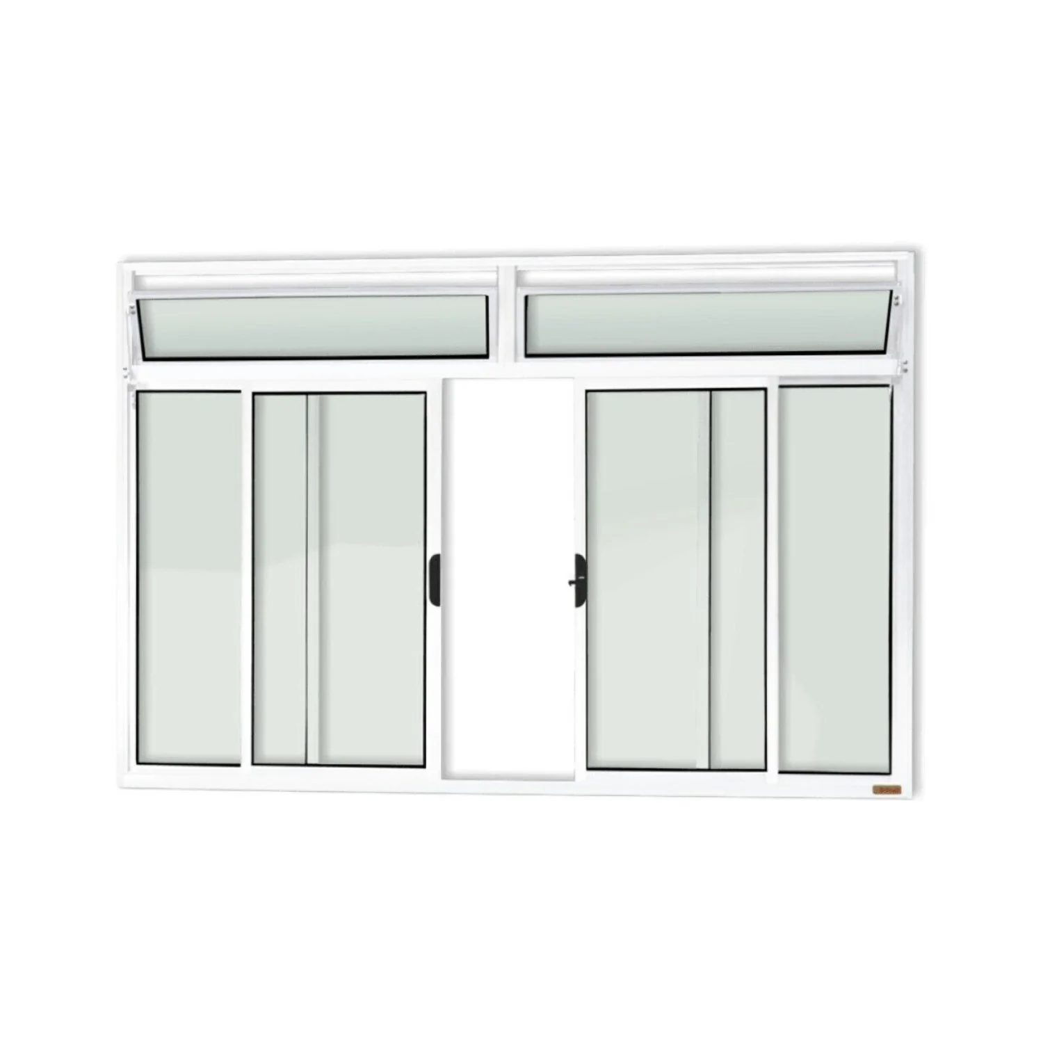 Janela Plus 4 Folhas Com Bandeira Vidro Liso 100cm X 200cm Brimak Branco