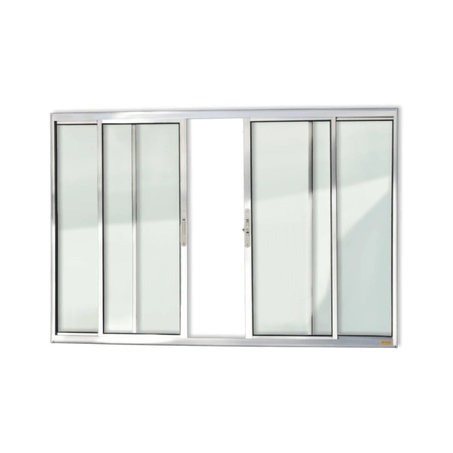 Janela De Aluminio De Correr 100x150cm 4 Folhas Com Vidro Liso Confort Brimak  Brilhante
