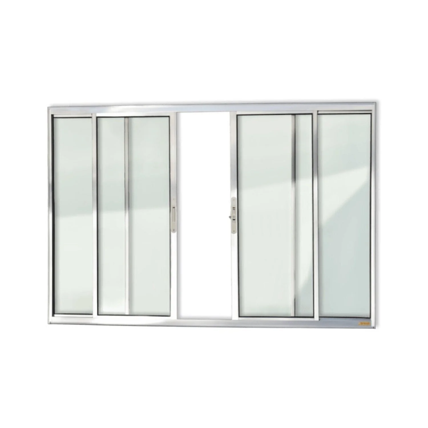 Janela De Aluminio De Correr 100x200cm 4 Folhas Com Vidro Liso Confort Brimak  Brilhante