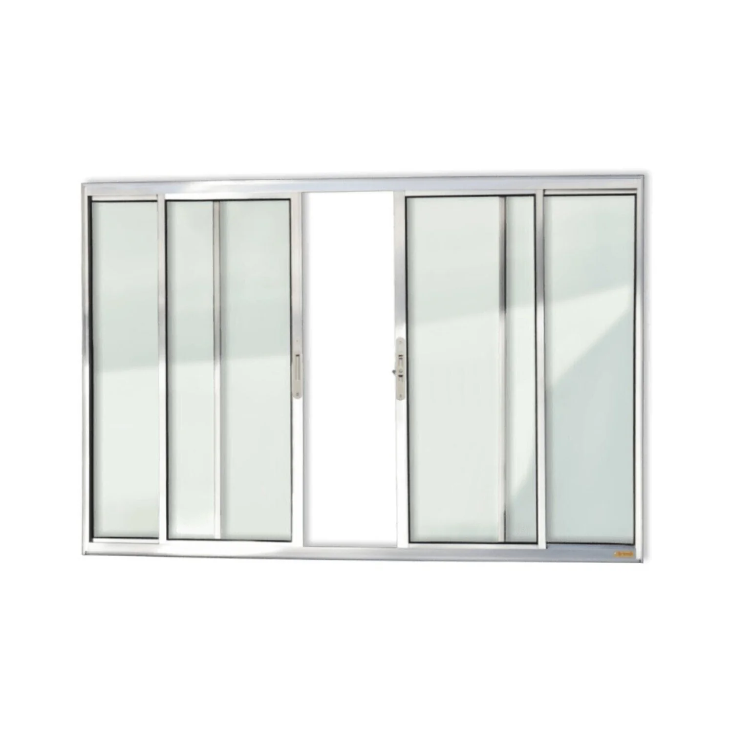 Janela De Aluminio De Correr 120x150cm 4 Folhas Com Vidro Liso Confort Brimak  Brilhante