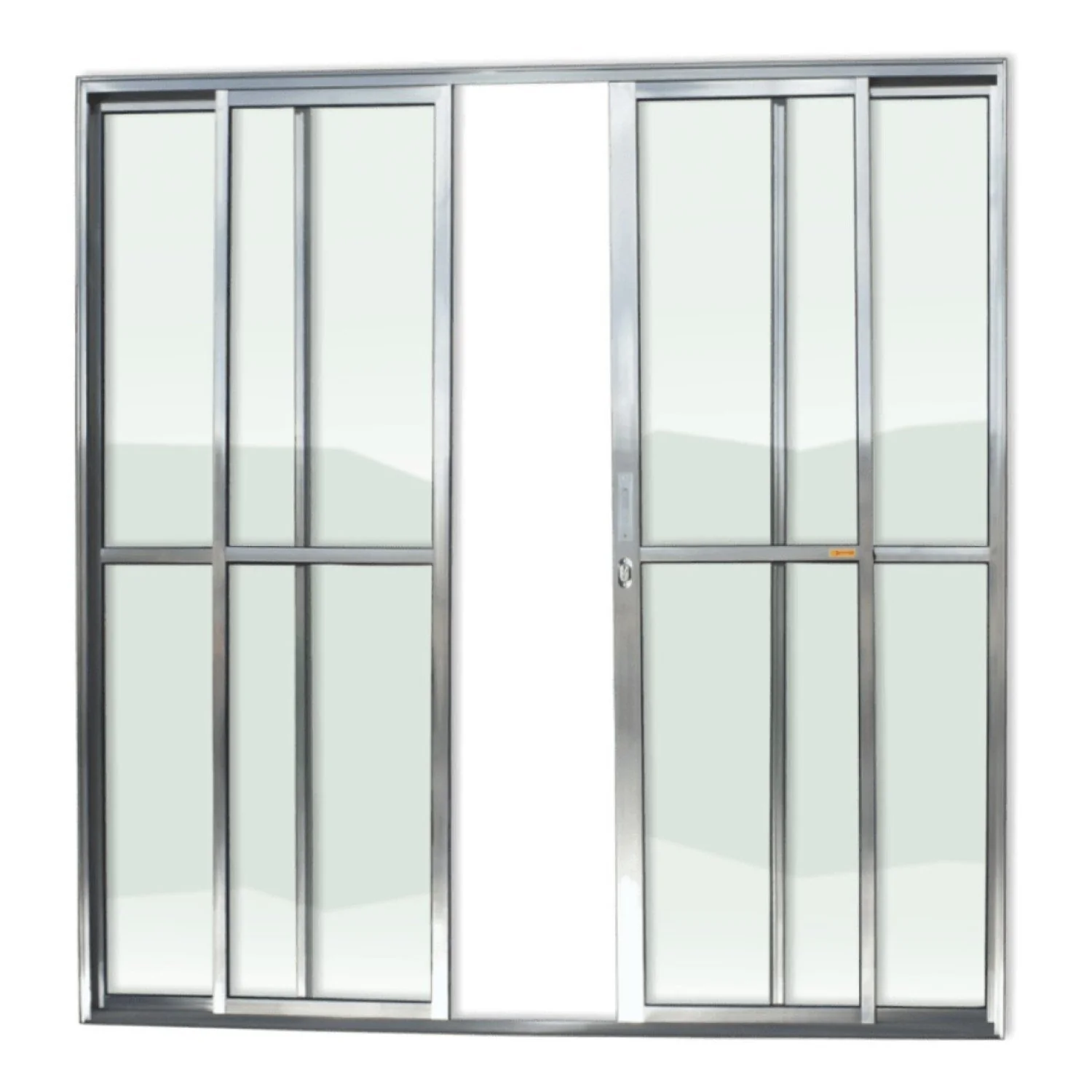 Porta De Alumínio De Correr 210x200cm 4 Folhas Com Vidro Liso E Anodizado Brilhante Super Brimak Brilhante