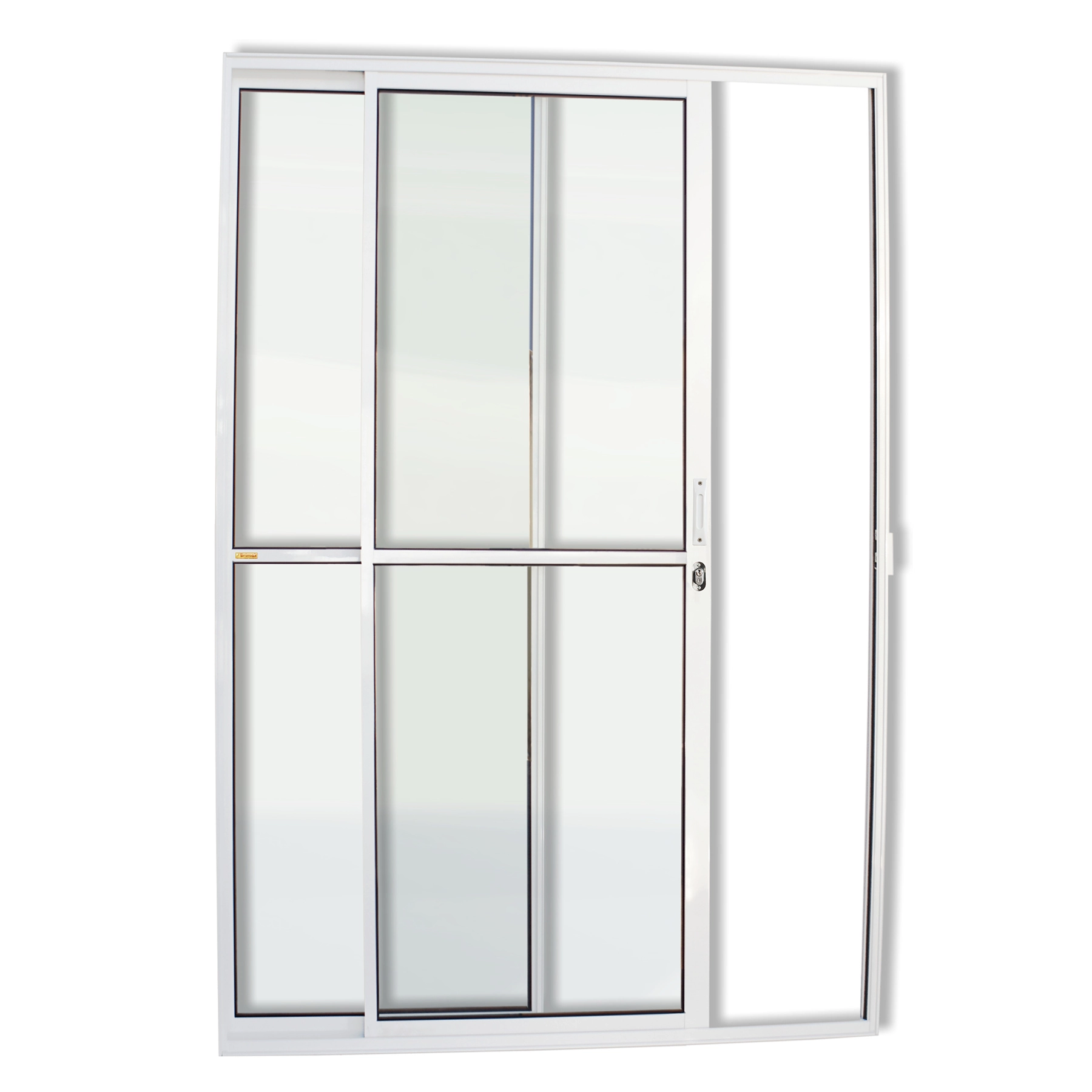 Porta de Correr 2 Folhas Alumínio Branco 2,10x1,20m Lado Esquerdo Linha Super 25 Brimak