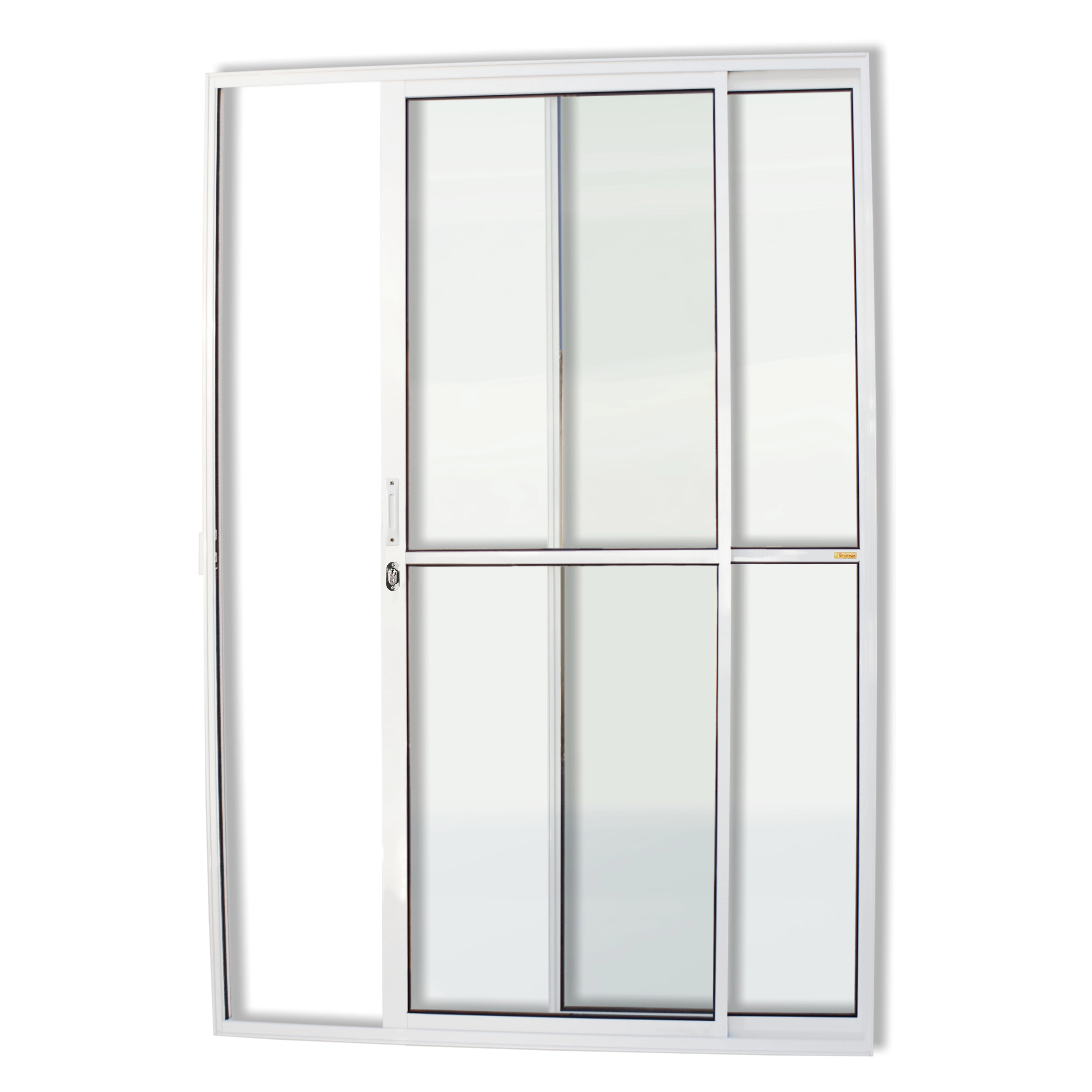 Porta de Correr 2 Folhas Alumínio Branco 2,10x1,50m Lado Esquerdo Linha Super 25 Brimak
