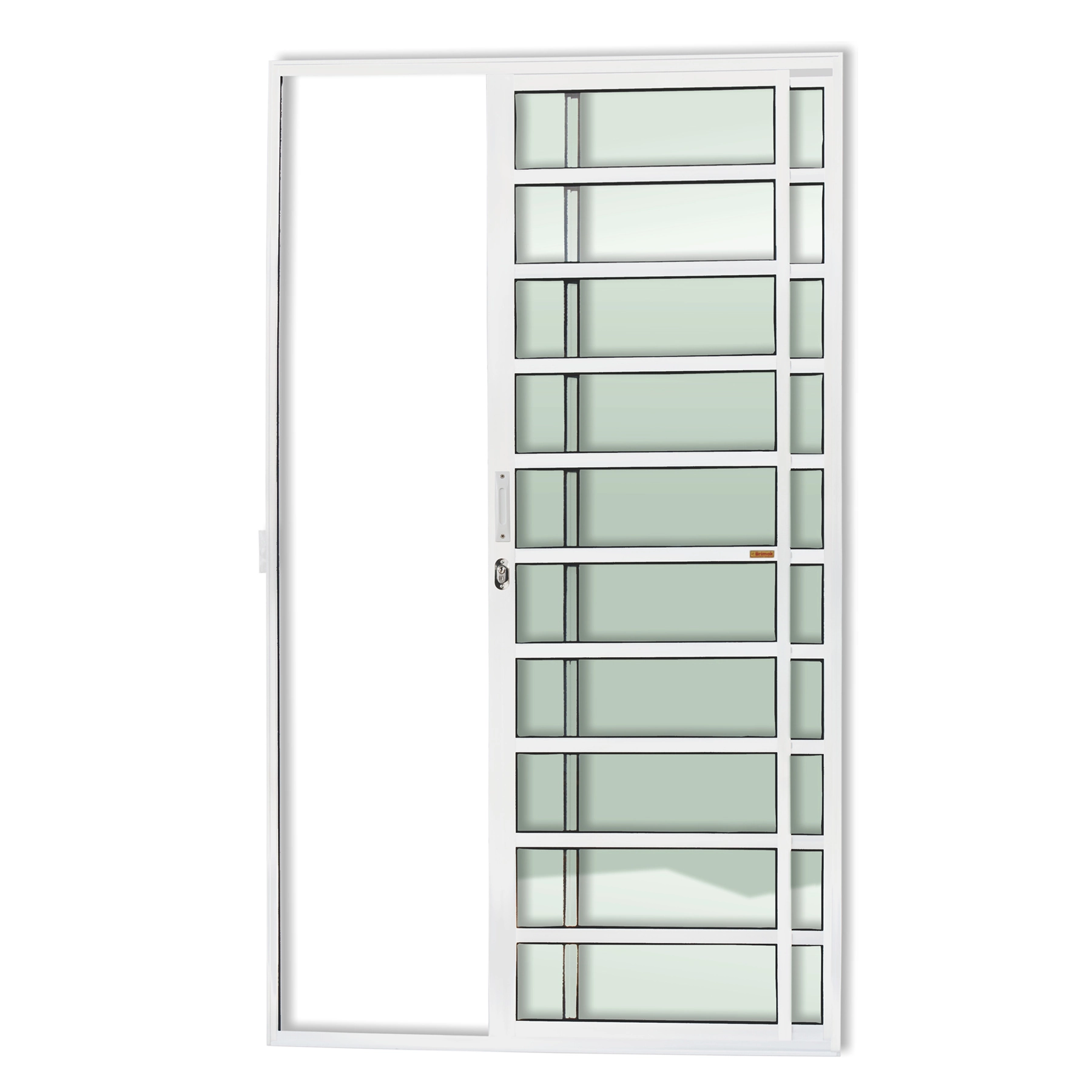 Porta de Correr 2 Folhas Alumínio Branco 2,10x1,20m Lado Esquerdo Linha Super 25 Brimak