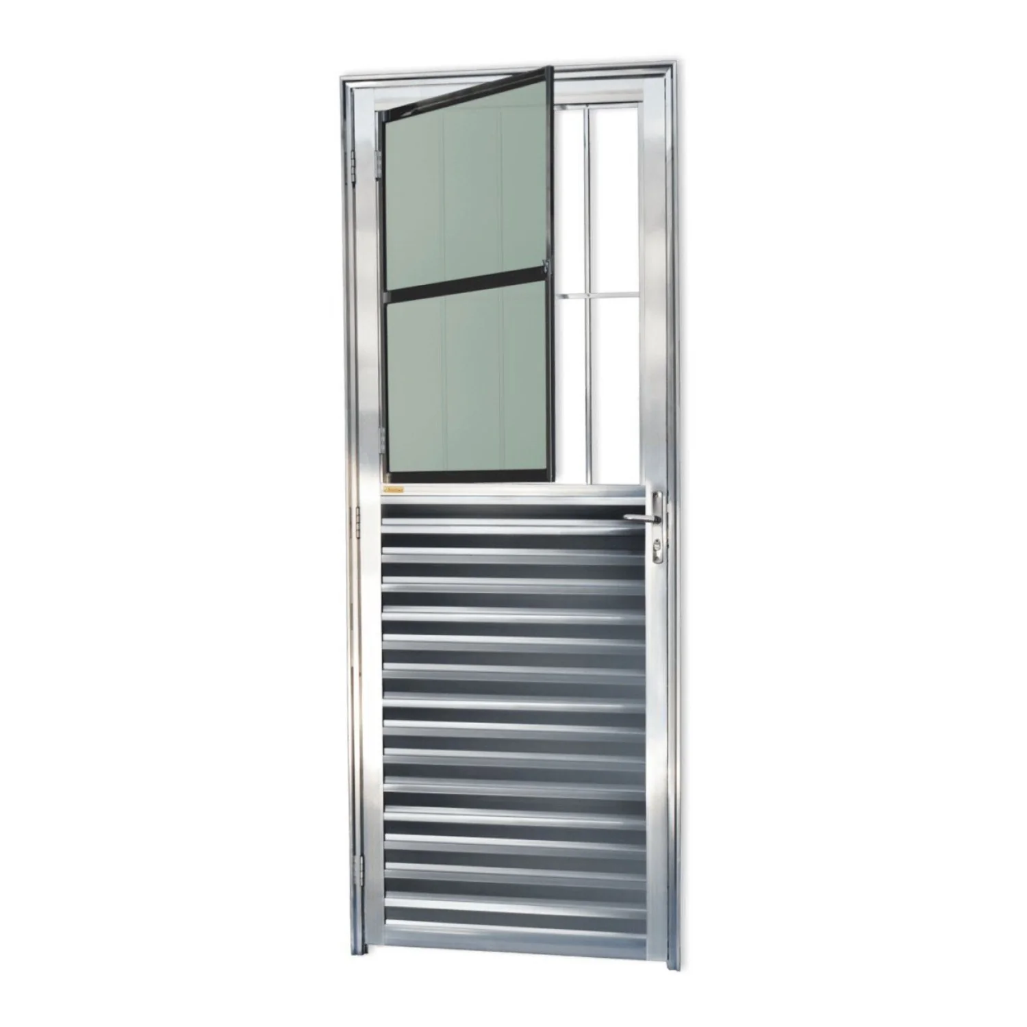 Porta De Alumínio Postigo 210x80cm Com Vidro Boreal Anodizado Super Brilhante Brimak Brilhante