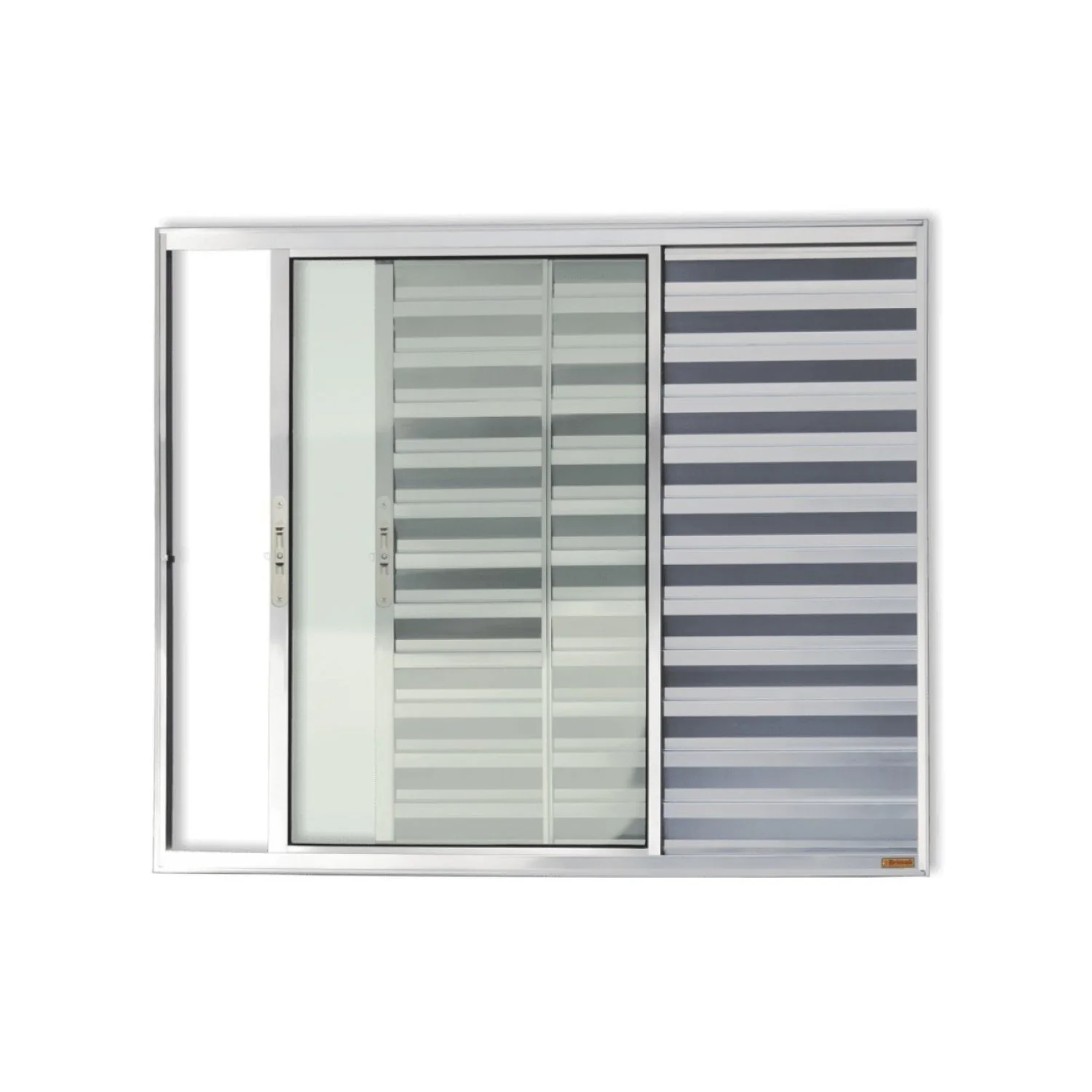 Janela De Aluminio Veneziana De Correr 100x100cm 3 Folhas Com Vidro Liso Confort Brimak  Brilhante